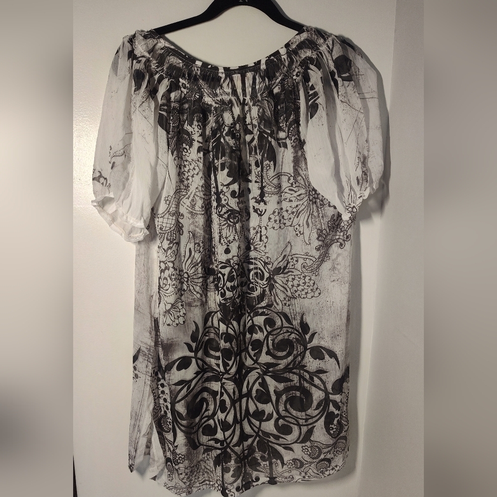 Unity Beach Elegant Black and White Women's Beach Cover Up Size L #425 - Picture 2 of 2